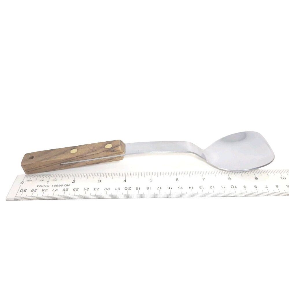 Solid Vintage Vernco Ice Cream Spoon Scoop Shovel Wooden Handle Brass Rivets